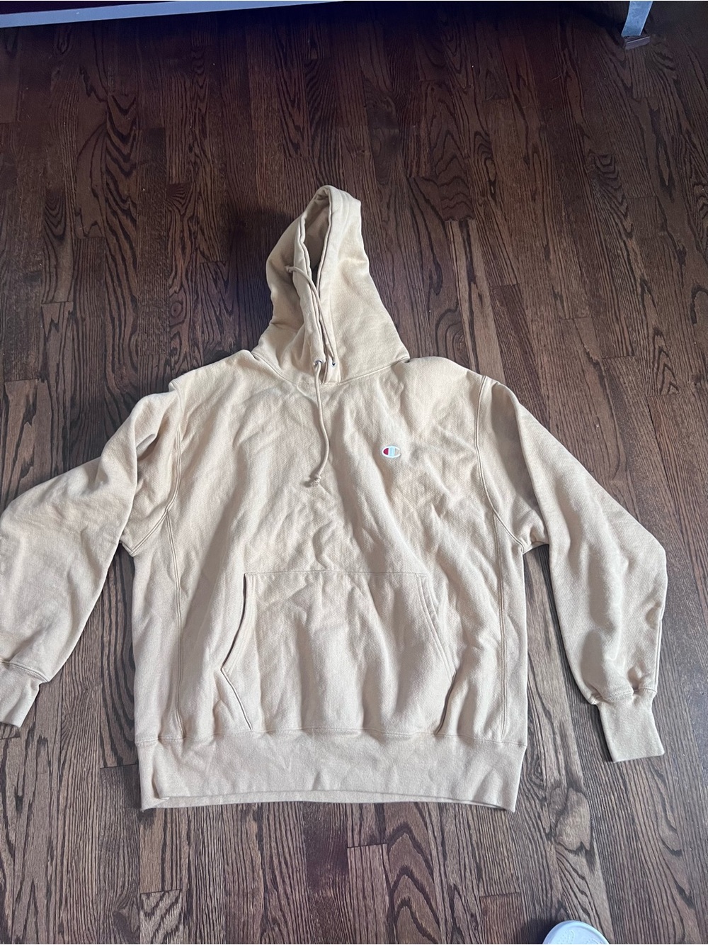 Champion Beige/Tan Pullover Hoodie with Small Logo